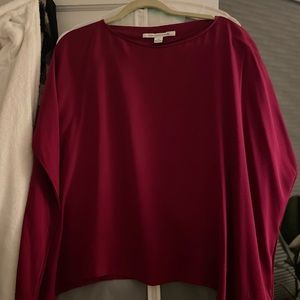 DIANE von FURSTENBERG Hanky Oversized Berry/Wine Silk Dolman Top Blouse S Small